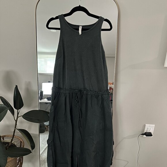 Anthropologie - Daily Practice High-Neck Tank Twofer Midi Dress - XL - Gray - Picture 3 of 4